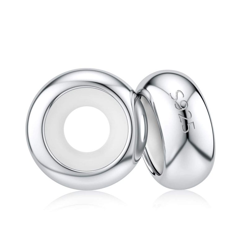 DALARAN Stopper Charms Sterling Silver Rubber Spacer Charms Stoppers Bead for Bracelets Necklaces 2PCS - Image 1